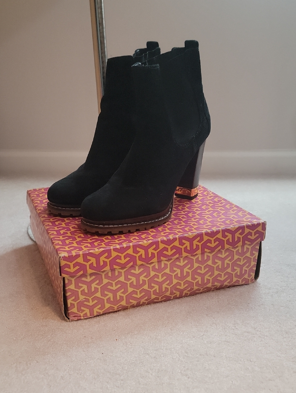 Tory Burch black suede booties